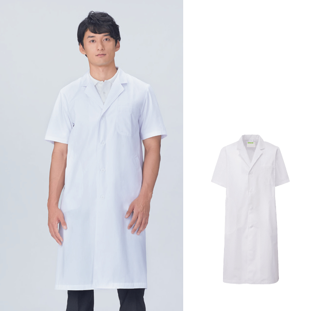 112-30　メンズ診察衣 シングル型 半袖KAZEN白衣通販通信販売