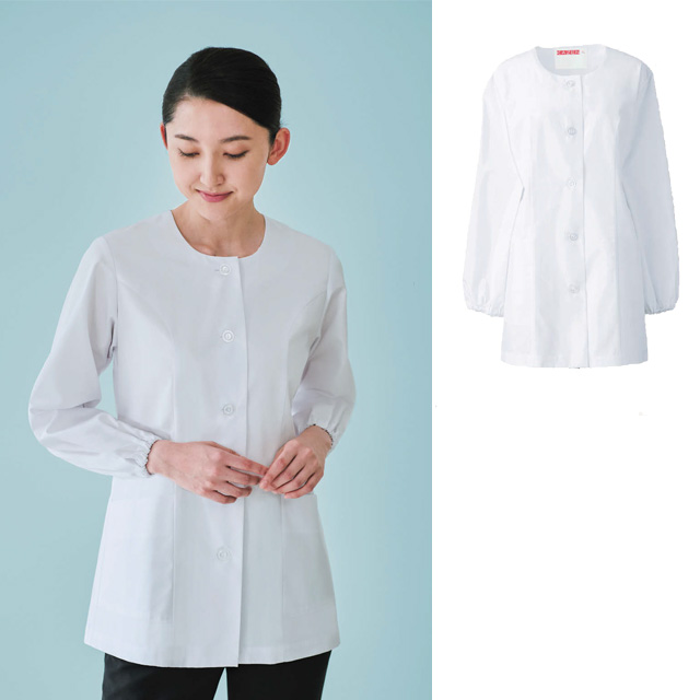 KAZEN(カゼン) 740-30 衿なし調理衣長袖 ｜調理衣、食品白衣通信販売